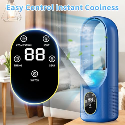 Mini Air Cooler - 3 in 1 Air Conditioner with Water Tank Touch Control - 3 Modes Portable Evaporative Air Cooler - AC Cooler Mist 6H Timer&6 Speeds - Quiet Small Swamp Cooler for R image 8