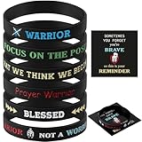 Seenelling 7 Pcs Men Motivational Wristbands Rubber Bracelets Motivational Silicone Bracelets with Inspirational Quotes Waterproof Black Rubber Band for Men Teens Brave Focus Inspirational Gift