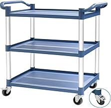 Service Wagon Tool Cart, Load Capacity 270KG Kitchen Cart, Antibacterial Serving Cart with Casters, 3-Tier Type, Kitchen Wagon, Lightweight, Quiet, Commercial Use, Tool Storage, Cooking