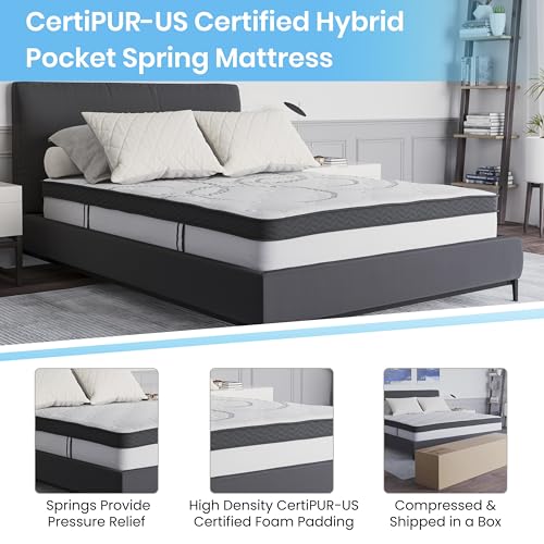 Image of Flash Furniture Capri Comfortable Sleep 10 inch Hybrid Pocket Spring and Foam Mattress in a Box, Foam Pocket Spring Hybrid Mattress, Pressure Relief, Full