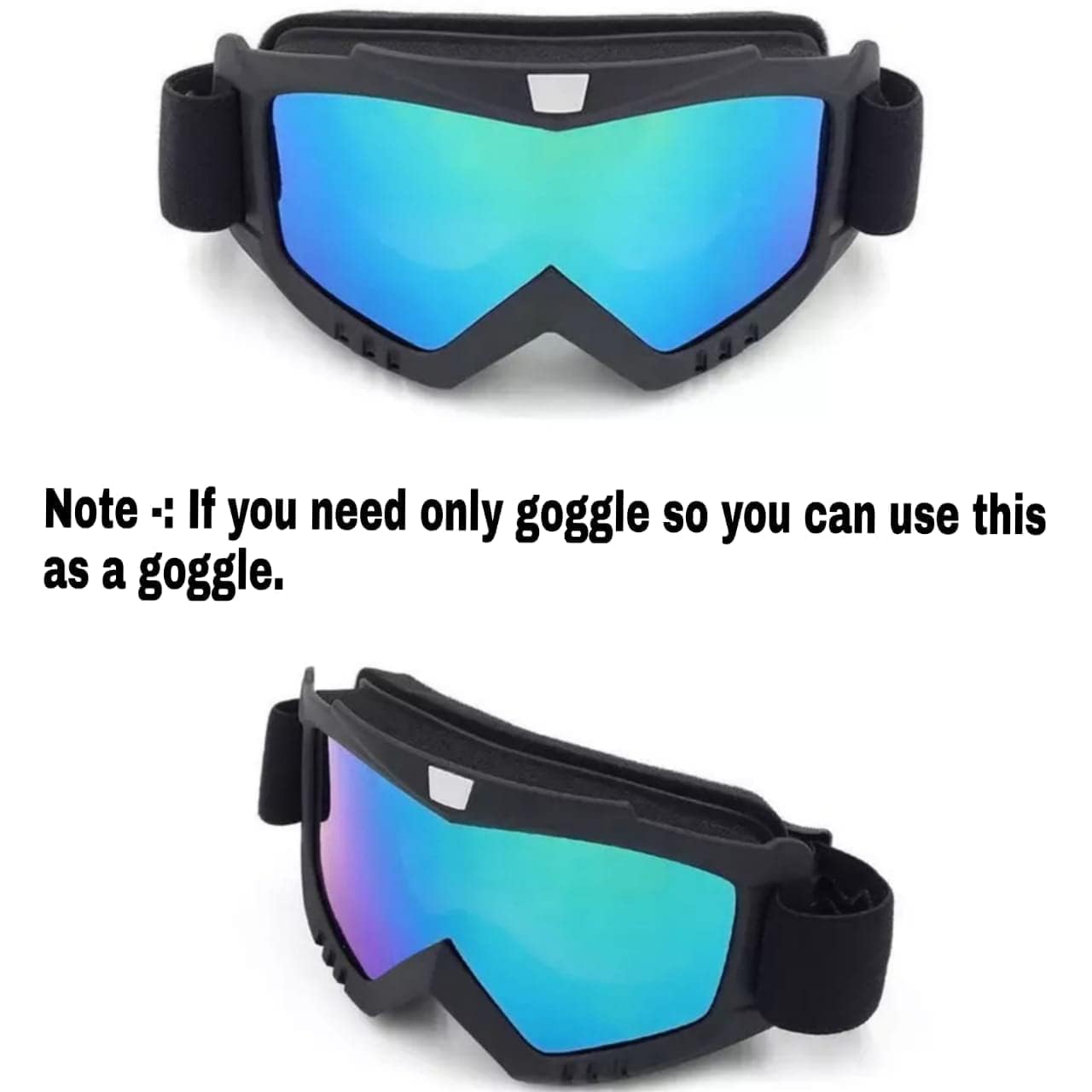 varni house mart Goggle with Mask Riding Mask for Bikers Anti Scratch UV Protective Bike Face Mask for Men Detachable with Soft Foam Padded Face Cover Helmet Google Mask Off Road Dust 4