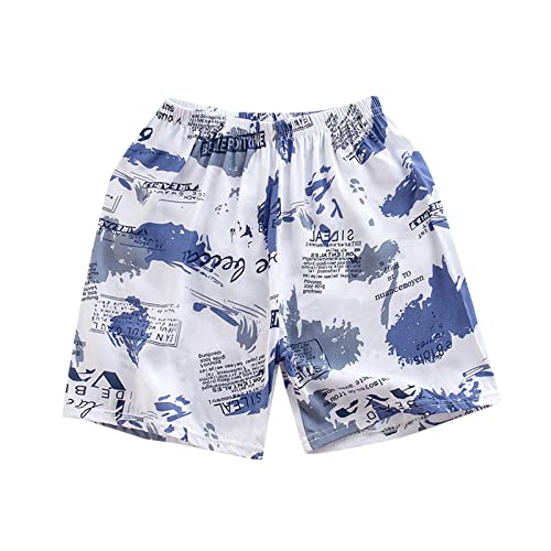 Toddler Boys Swim Trunks Quick Dry Shorts Boys Elastic Waist Plaid Bathing Suit Kids Cool Print (White-a, 3-4 Years)
