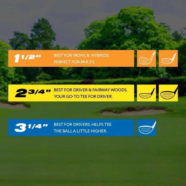 Pride Golf Tee Plastik Golf Tee'leri, 50'li Karışık Paket