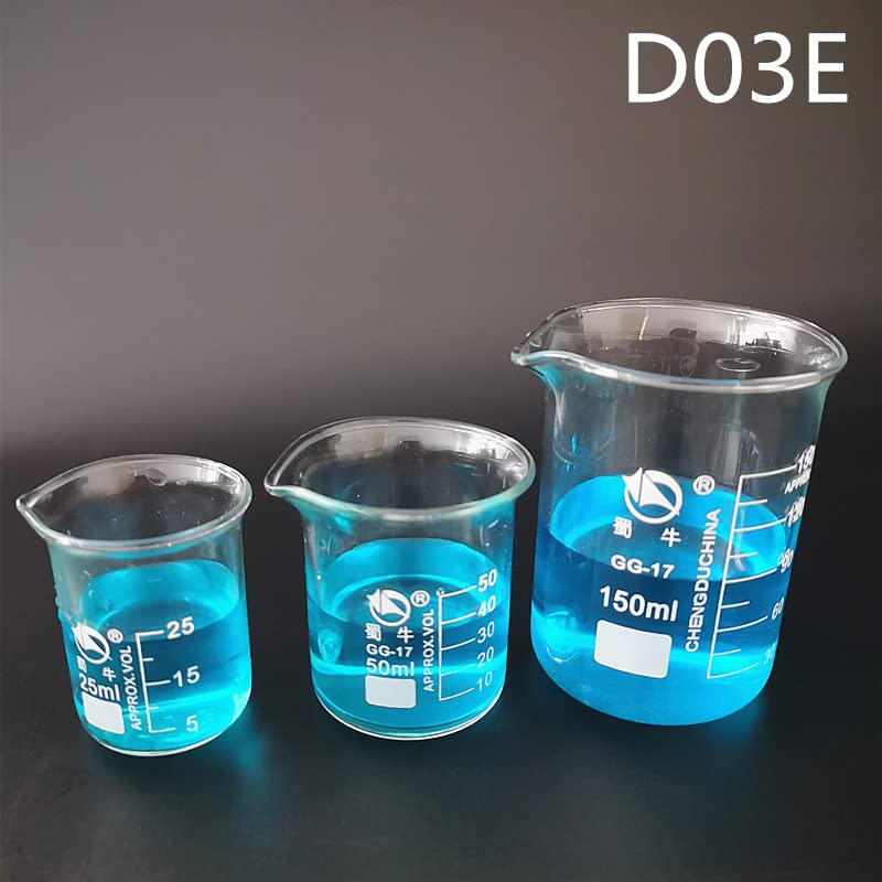 25ml-800ml 1 Juego de Vaso de precipitados de Vidrio de borosilicato de Laboratorio Todos los tamaños Experimento químico Equipo de Laboratorio Taza de medición (Size : D04J)