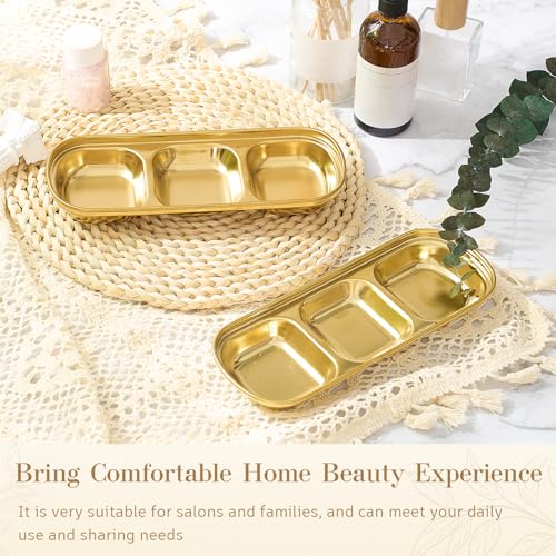 Image of 4 Pcs Esthetician Bowls Face Mask Tray Esthetician Supplies Stainless Steel Compartment Serving Tray Women Skincare Products Facial Bowl for Spa Salon Aesthetician Beauty, Nail Art (Gold,Medium)