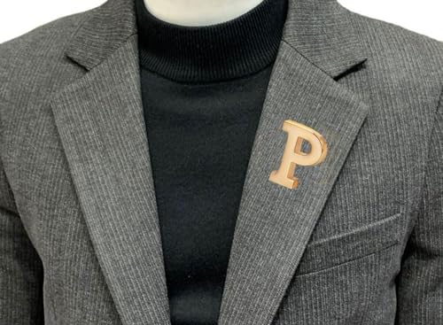 Image of vmcoatdu A-Z Initial Pins 26 Letters Pins 18K Gold Plated and Silver Tone Metal Brooch Breastpin Badge