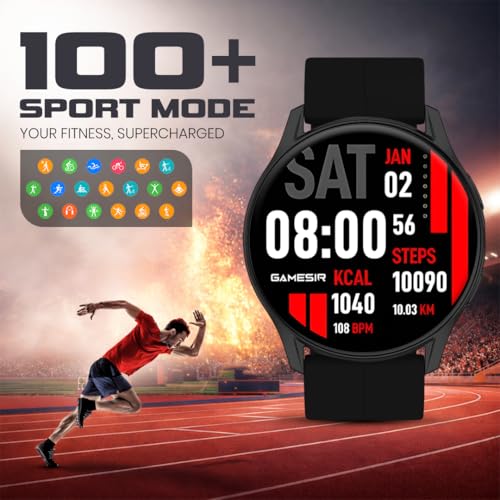 Image of GameSir Evo Vista Smartwatch, 1.39 inch HD Round Display, Bluetooth Calling, Heart Rate & SPO₂, 100+ Sports Modes, IP67, Long Battery Life for Men & Women (Magnatic Black)