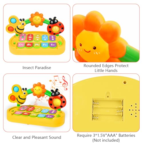 AOOTE Spielzeug Keyboard mit Lichtern und Liedern, Babys Regenbogen-Keyboard, Kinder Klaviertastatur für Baby, Kinders Keyboard Babyspielzeug, Kinder Klavier Spielzeugs ab 1 Jahren