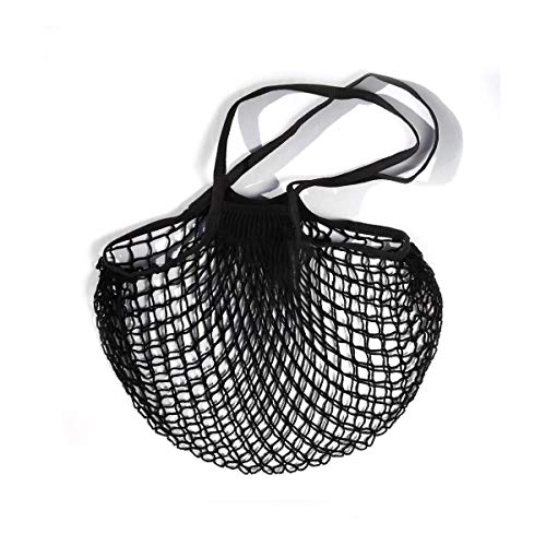 The French Filt Le Fillet Regular Shoulder Carrying Cotton Net Shopping Bag - Filt Medium Bag in Black