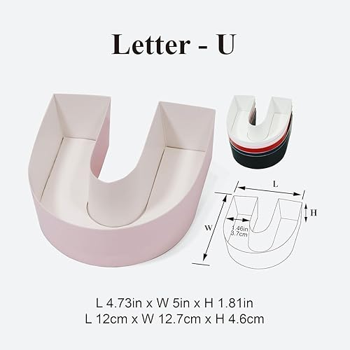 Miniatura 9 de Geoto Paquete de 6 cajas de regalo rellenables en forma de letra de 17.3 x 6 x 2 pulgadas, color rosarojoblanco, con tapa transparente (rosa)