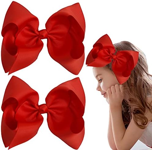 SALOCY Haarschleifen-Clips – 8 Stück, Satin, In Rosa, Beige, Schwarz, Blau, Mit Krokodil-Klemmen