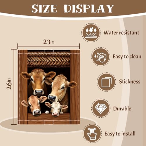 Image of Cow Dishwasher Magnet Cover, 23x26 in Summer Farm Dishwasher Magnet Sticker for Kitchen Funny Xmas Magnetic Dish Washer Cover Refrigerator Magnets Covers Fridge Panel Decal
