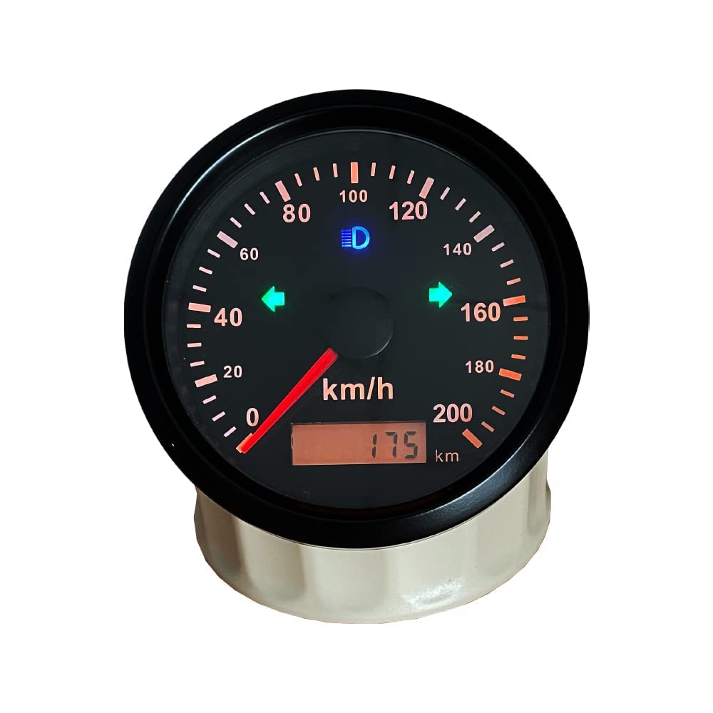 ELING GPS Compteur De Vitesse 200km/h pour Voiture Moto ODO Kilométrage 85mm 12V 24V Étanche