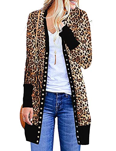 Halife Womens Leopard Print Cardigan Lightweight Long Sleeve Jersey Knit Cardigan Plus Size Casual Clothes Leopard02,2Xl #TOP2