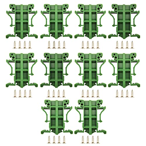 10 Sets 35mm PCB DIN C45 Rail Adapter Circuit Board Mounting Bracket Stand Carrier Din Rail Mount PCB Holder for Electronic Switching Devices (Green)