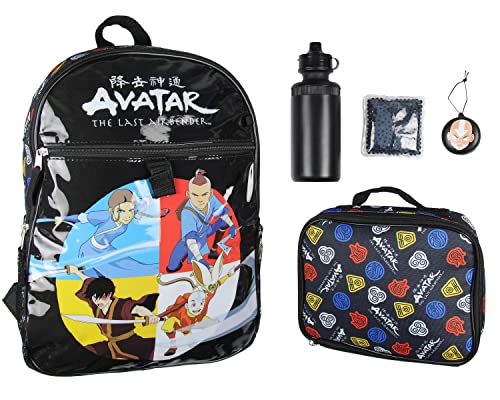INTIMO Nickelodeon Avatar Os Últimos Mestres do Ar Personagens Aang Zuko Katara Sokka 5 PC Mochila Lancheira Icepack Conjunto de Garrafa de Água 41 cm