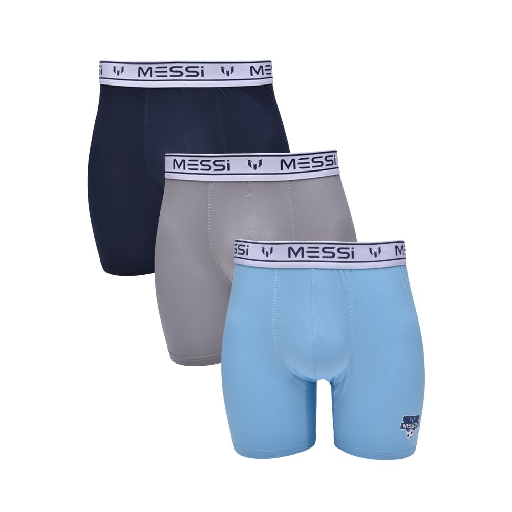 Messi Men's Blue Standard 3Pk Stretch Boxer Briefs,