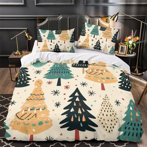 Linge de lit Noël imprimé 3D en microfine douce pour lit double - 4