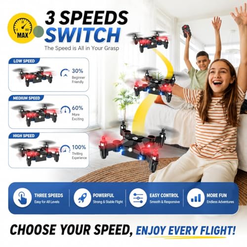 Image of Holy Stone HS190 Foldable Mini Nano RC Drone for Kids Gift Portable Pocket Quadcopter with Altitude Hold 3D Flips and Headless Mode Easy to Fly for Beginners