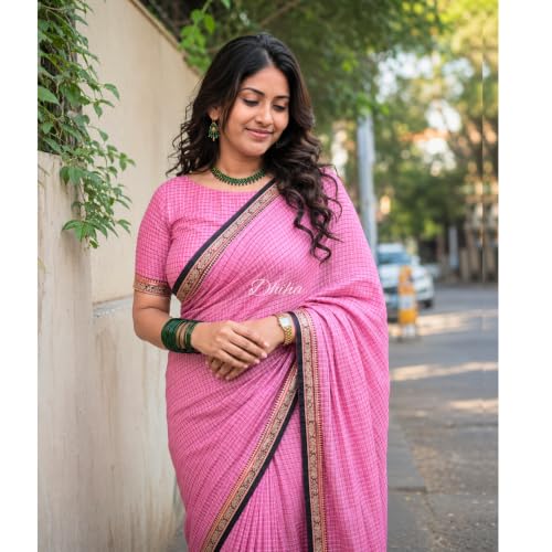 Image of Narayanpet Pure Cotton Avani Border Saree for Women with Running Blouse | Tassels | Traditional Woven Solid Design | Handloom Weave
