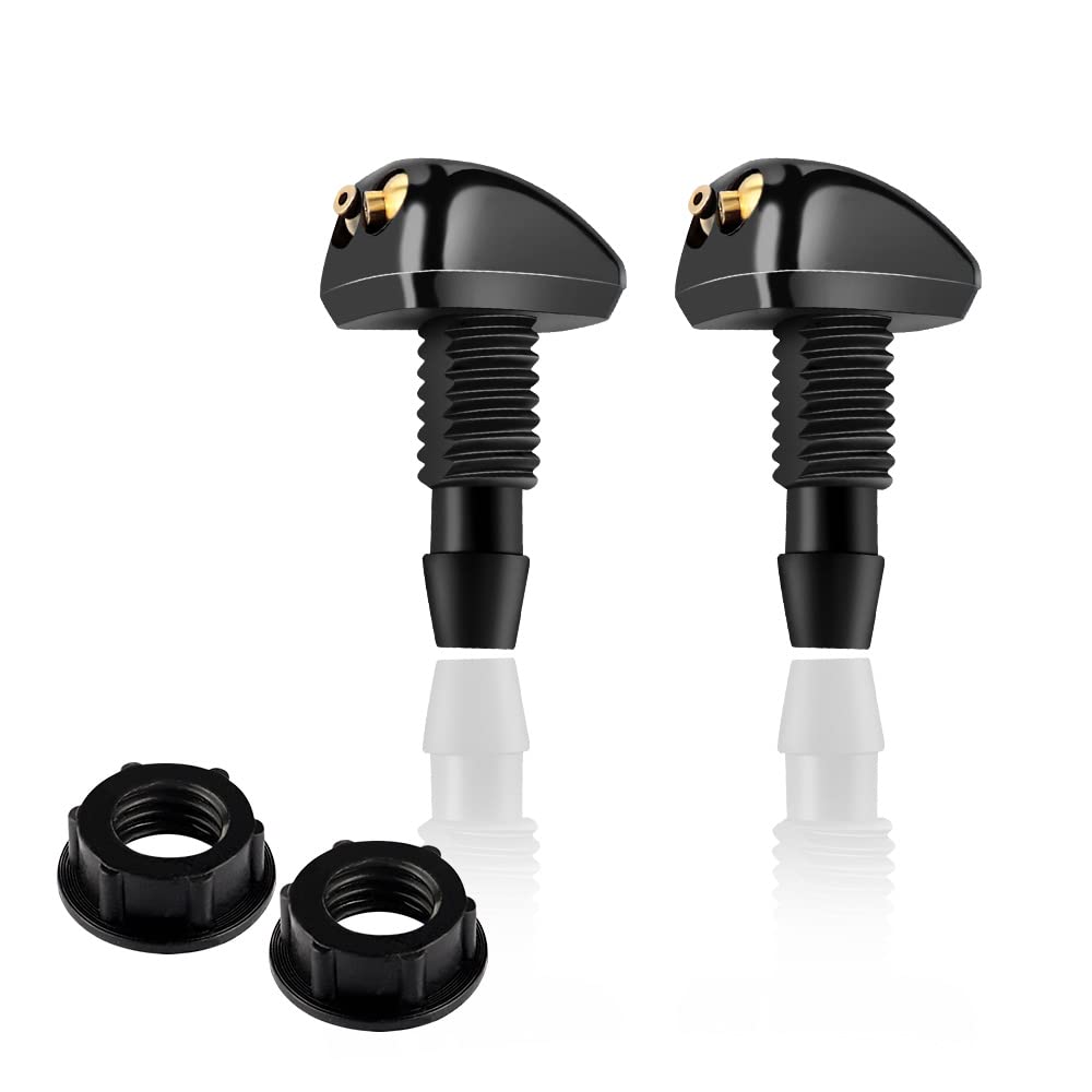 2PCS Improve Front Windshield Washer Nozzles with Double-Holes,OD-0.22",ID-0.13" Universal Sprayer Nozzle Car Accessories(Both eyes)