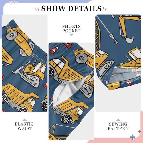 ZZXXB Excavator Print Boys Long Pants Soft Trousers Elastic Waist Kids Lounge Bottoms with Pockets S-XL4