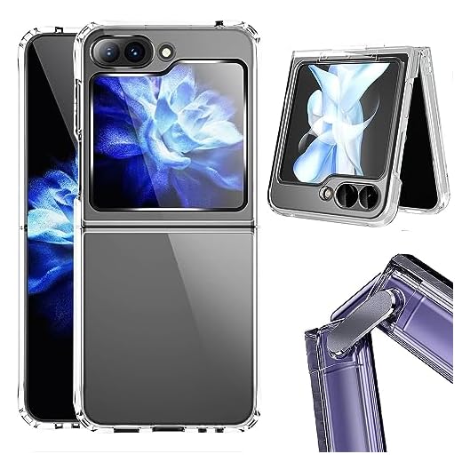Woluki Capa para Galaxy Z Flip 5 com fecho de metal [evita que a capa escorregue do telefone] TPU macio antiamarelamento, capa fina com proteção para cantos de airbag para Samsung Galaxy Z Flip5 5g (transparente)