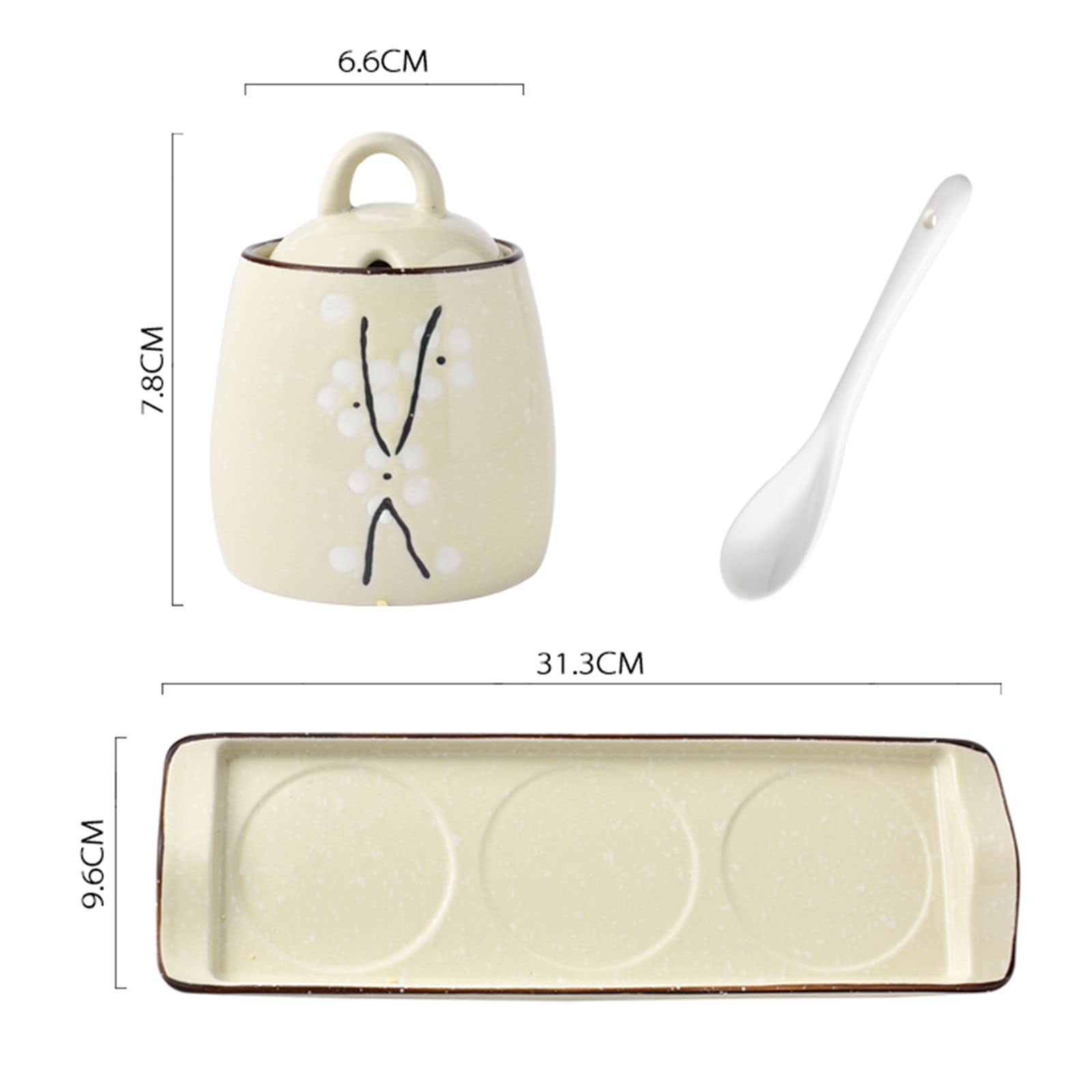 SDdPulse Zuccheriera, contenitore per condimenti, zuccheriera con coperchio, decorazione da cucina, barattolo per spezie, per bar, ristorante, casa, set da 3, beige, set da 3 pezzi, set da 3 pezzi