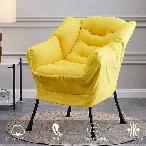 Sillón reclinable amplio con terciopelo Amarillo miniatura 2