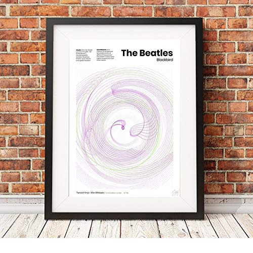The Beatles – Blackbird – une affiche unique A3 avec ondes sonores imprimée par Elin Ohlsson - Les Beatles, Paul McCartney, John Lennon, RIngo Starr, George Harrison The Beatles – Blackbird – une affiche unique A3 avec ondes sonores imprimée par Elin Ohlsson