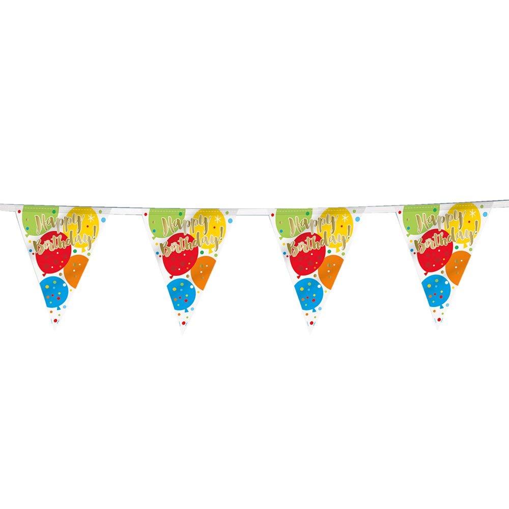 Glitzy Gold Birthday Flag Banner - 12 ft - Eye-Catching & Unique Design - Perfect for Memorable Milestones & Parties
