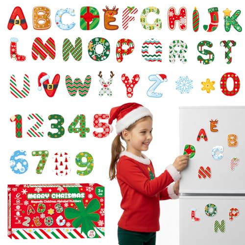 Image of PATPAT 38Pcs Christmas Fridge Magnets Alphabet Numbers Colorful Decor | Arrange Across Refrigerator or Whiteboard Surfaces, Add Seasonal Color to Party Displays, Useful for Secret Santa Exchanges