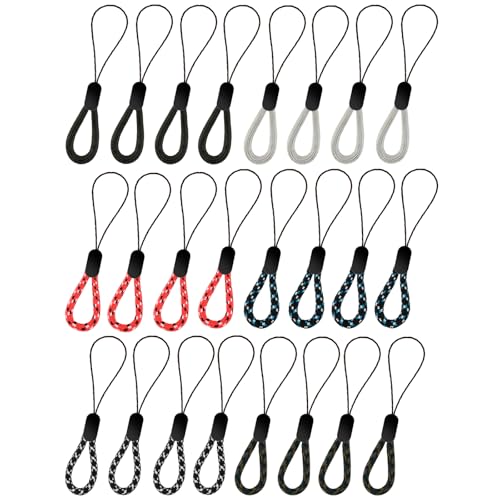Mabor 24 Stück Tragbare Finger Lanyard Kurz Kamera Fingerschlaufe Verstellbare Schlüsselband Kurz Handschlaufe für Handy, Kamera, USB-Stick, Schlüssel (12,5cm)