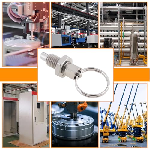 EMSea Federstößel mit Zugring, M10, Schnellspannstift, Edelstahl, nicht verriegelnd, handeinziehbar, für industrielle Ausrüstung, 2 Stück