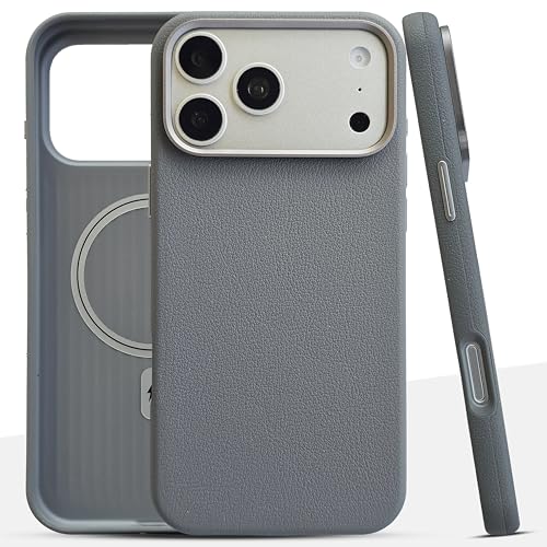 Fresco Vida Premium Leather-Finish Case for iPhone 17 Pro Max | Leather-Texture Back Cover | Slim Shockproof Protective Case - Gray