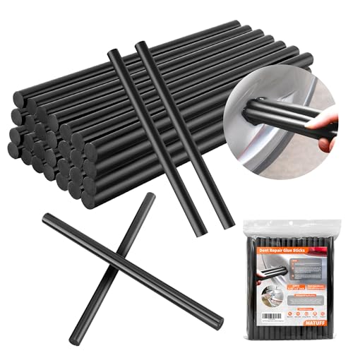 MATUFF 32 Pcs Dent Repair Glue Sticks, 0.43” Dia x 8” Long Black Hot Glue Sticks, Paintless Dent Repair Tool Kit PDR Glue Sticks for Craft Gun and Car Body Repair Dent Remover Tool