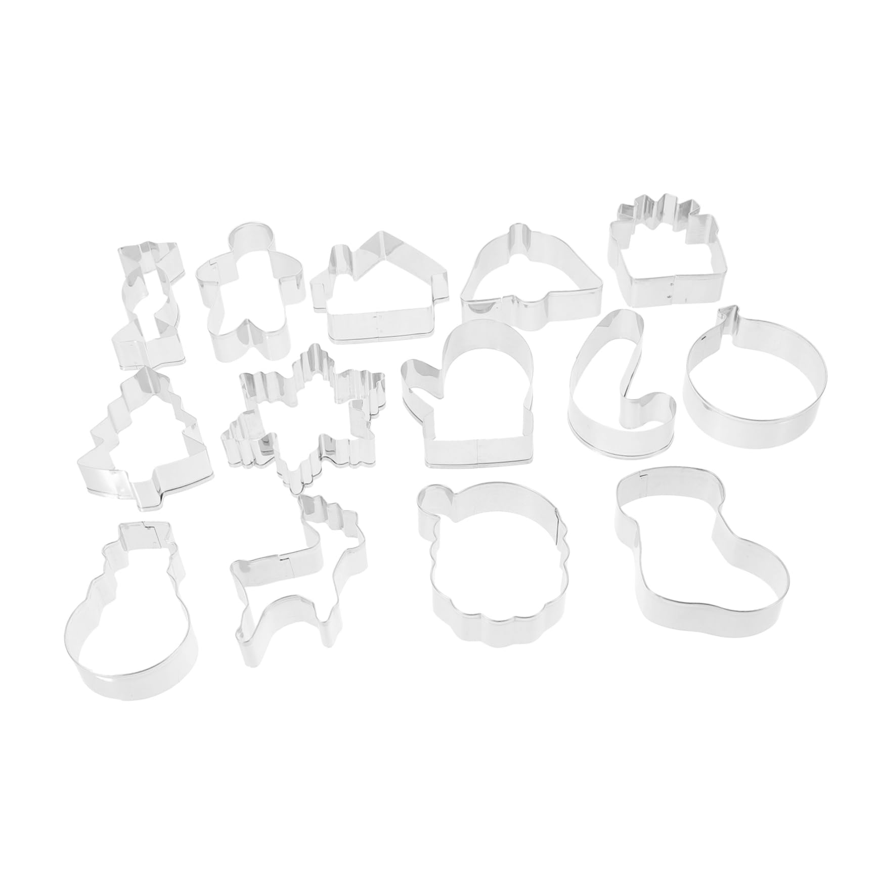 Cabilock 2 Juegos Traje De Navidad Equipo Cortadores De Galletas De Halloween Pan De Jengibre Galleta Estrella Cortadores De Galletas De Navidad Moldes Acero Inoxidable Silver 14 Uds * 2