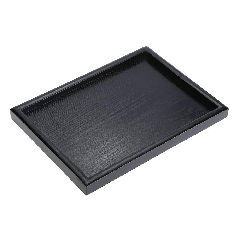 Taca na żywność prostokątna lite czarne drewno herbata kawa przekąska jedzenie posiłki taca do serwowania talerz do restauracji (30 * 20 * 2 cm)