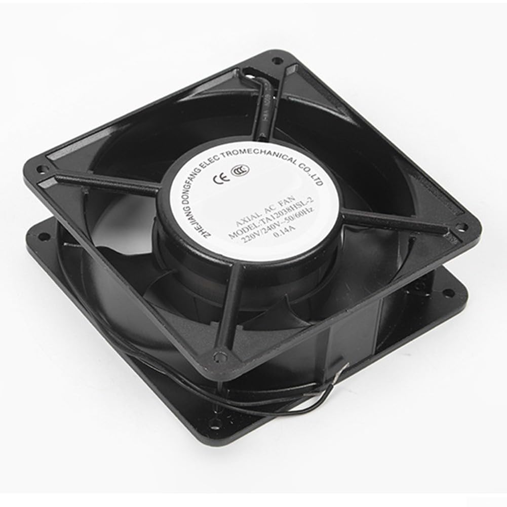 Eawfgtuw Ventilador axial de alta temperatura para inserto de casete de chimenea, ventilador térmico silencioso de hoja de metal de 120 x 120 x 38 mm, flujo de aire eficiente, estufa de leña, caldera