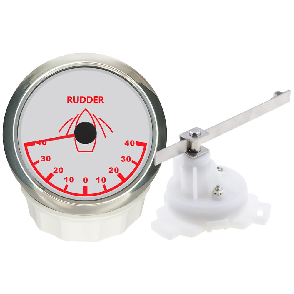 ELING 85 mm - Indicateur d'angle de gouvernail - Signal de 0 à 190 ohms - Avec capteur de gouvernail avec rétroéclairage - Pour bateaux à vitesse marine