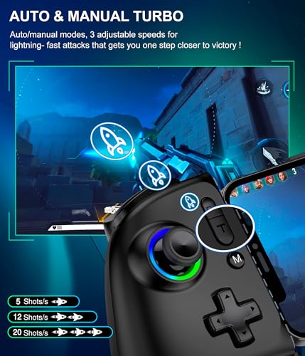 mocagen mobile gaming controller mc2 phone controller for iphoneandroid handheld gaming with programmablehall effect joysticks amp analog triggersadjustable lightturbo