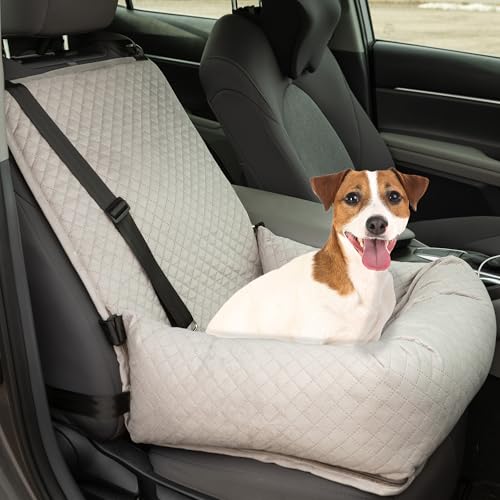 Dog Car Seat - Dog Car Seats for Small to Medium Dogs and Cats up to 44lbs - Pet Travel Accessories with Tether and Removable Washable Cover - Pet Booster Seat for Front or Back by PETMAKER (Gray) - image 7