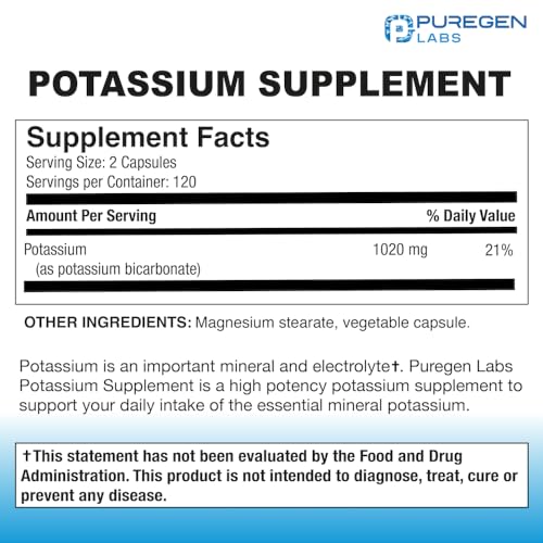 P Puregen Labs Puregen Labs Potassium Bicarbonate Supplement 1020 Mg | Non-Gmo | Gluten Free | Made In Usa | 240 Vegetarian Capsules thumb #1