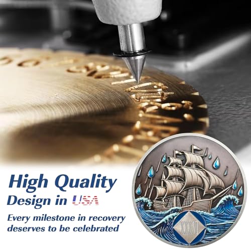 Image of Braving The Storm 36 Year Sober Coin, Nautical NA Coin, Addiction Recovery Thirty-six Year Sober Chip, Celebrating Recovery Anniversary Token, Narcotics Anonymous Sobriety Gifts for Men Women