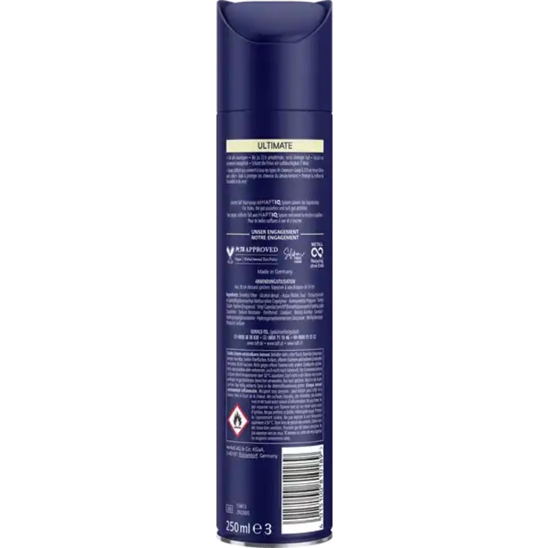 Haarspray Haarlack Ultimate Kristall Glanz Halt 5+ Spray Haarspray 250 Mililiter, 10 Er