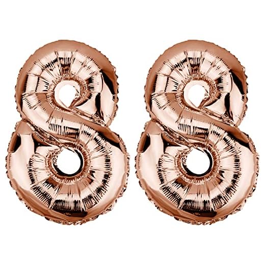 DekoRex Globo de papel de aluminio de color oro rosa, 82 cm, para cumpleaños, bodas (número: 88)