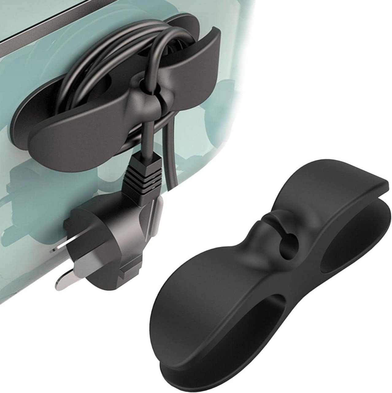 Silicone Cable Organizer Clips | Kitchen Appliance Cord Holder & Winder | Adhesive Cable Management Tool for Neat Wire Storage at Home & Kitchen - Black Pack of 1-image-39
