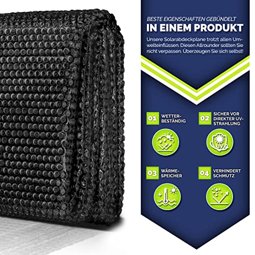 tillvex Pool Solarabdeckplane Rechteckig 260x160 cm | Solarfolie Stärke 120 µm | Solarplane zuschneidbar | Poolheizung für Wassererwärmung
