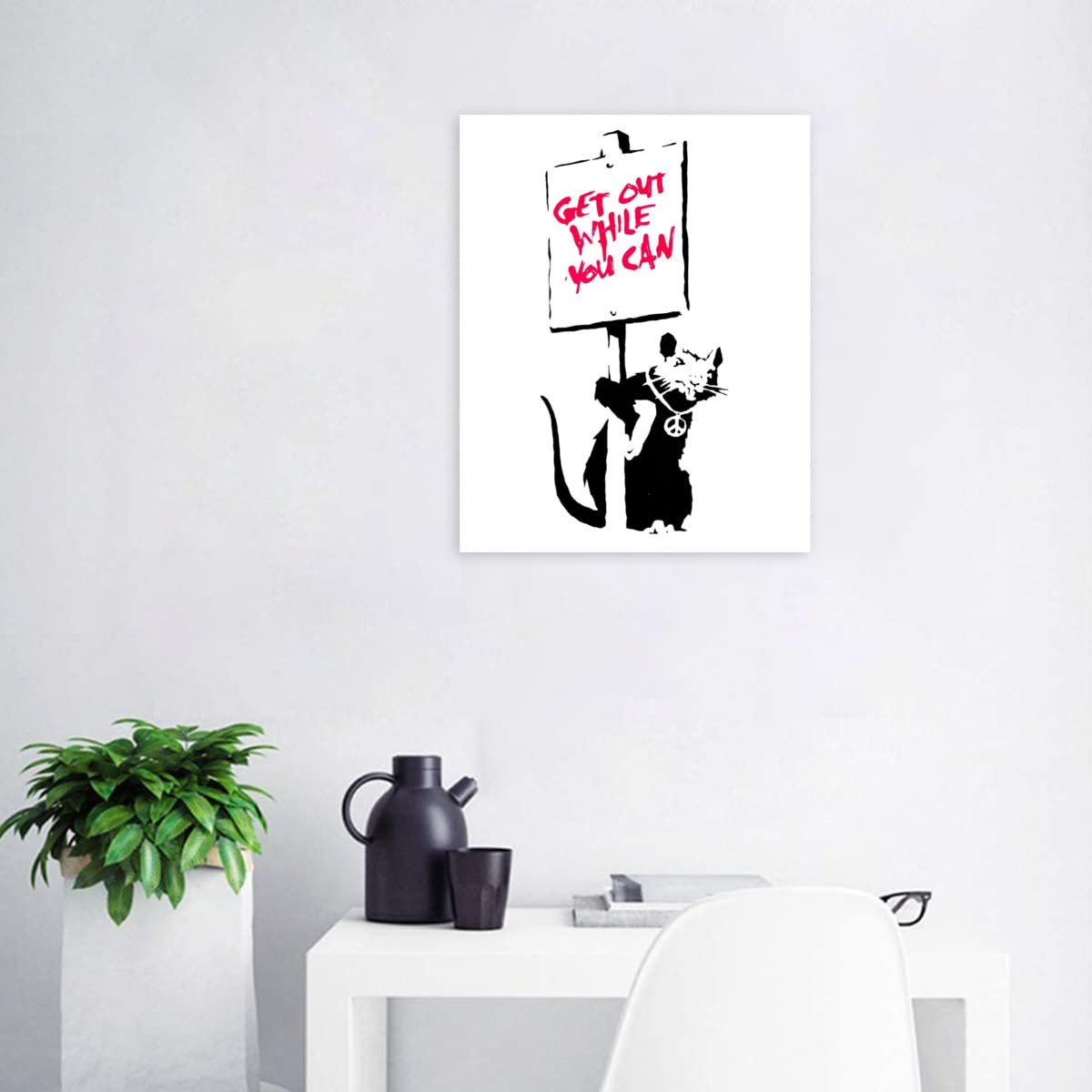 Amazon.co.jp: 油絵画 アートポスター Banksy バンクシー ネズミ