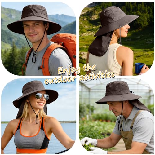 Image of Sun Hats for Men Women, UPF 50+ Protection Fishing Hat with Neck Flap
